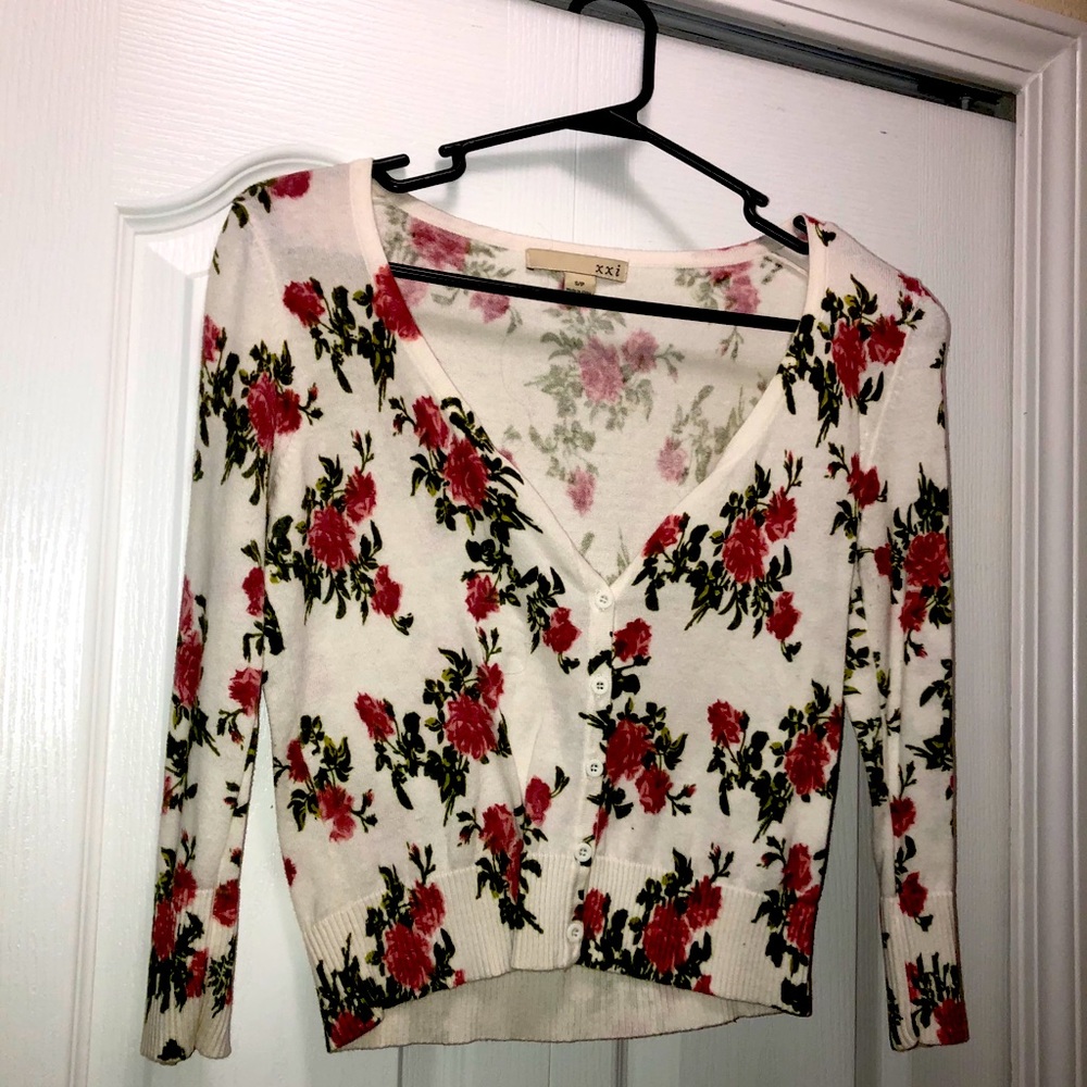 xxi Small Flower Green and Pink Top